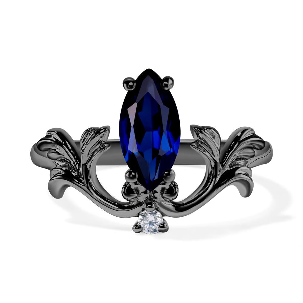 Baroque Marquise Cut Sapphire Ring - LUO Jewelry #metal_black finish sterling silver