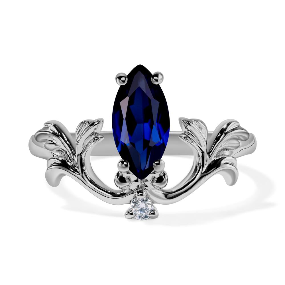 Baroque Marquise Cut Sapphire Ring - LUO Jewelry #metal_platinum