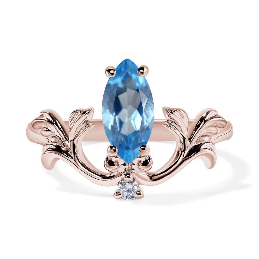 Baroque Marquise Cut Swiss Blue Topaz Ring - LUO Jewelry #metal_14k rose gold