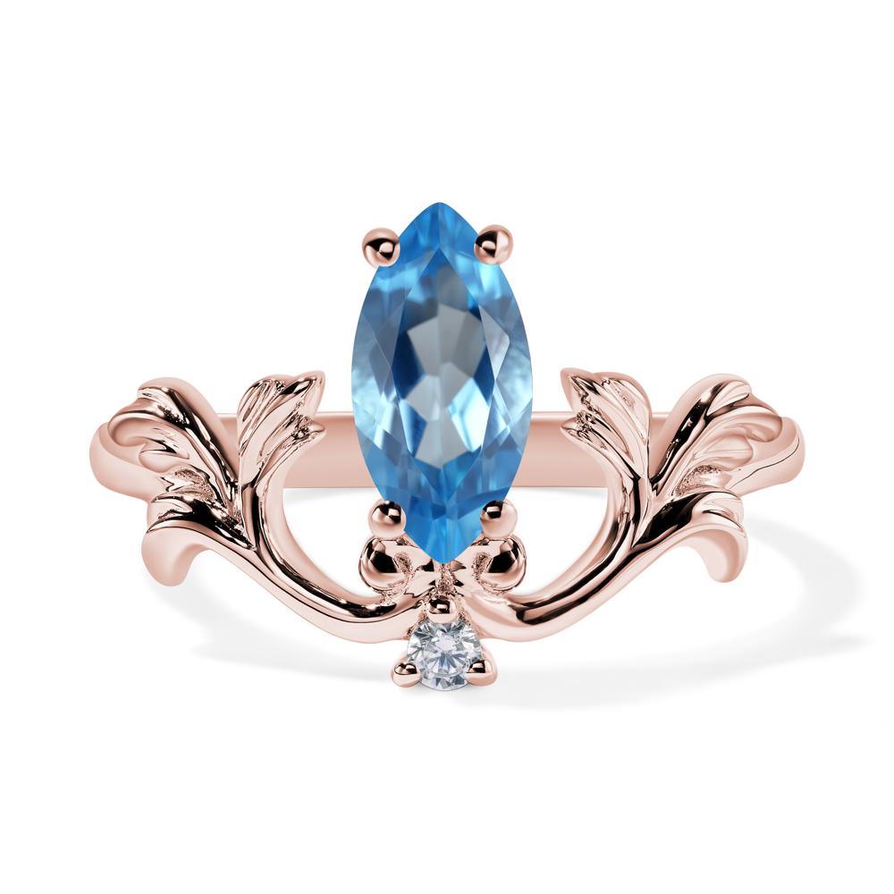 Baroque Marquise Cut Swiss Blue Topaz Ring - LUO Jewelry #metal_18k rose gold