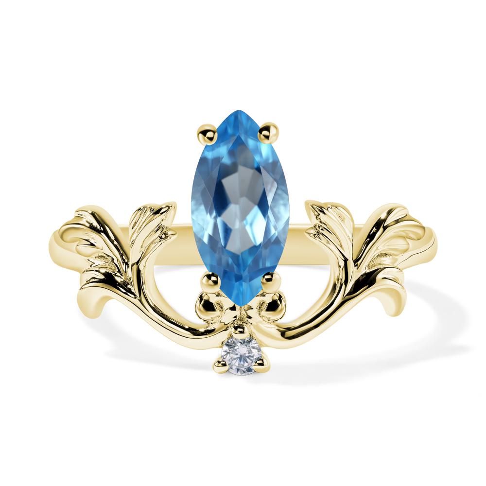 Baroque Marquise Cut Swiss Blue Topaz Ring - LUO Jewelry #metal_18k yellow gold