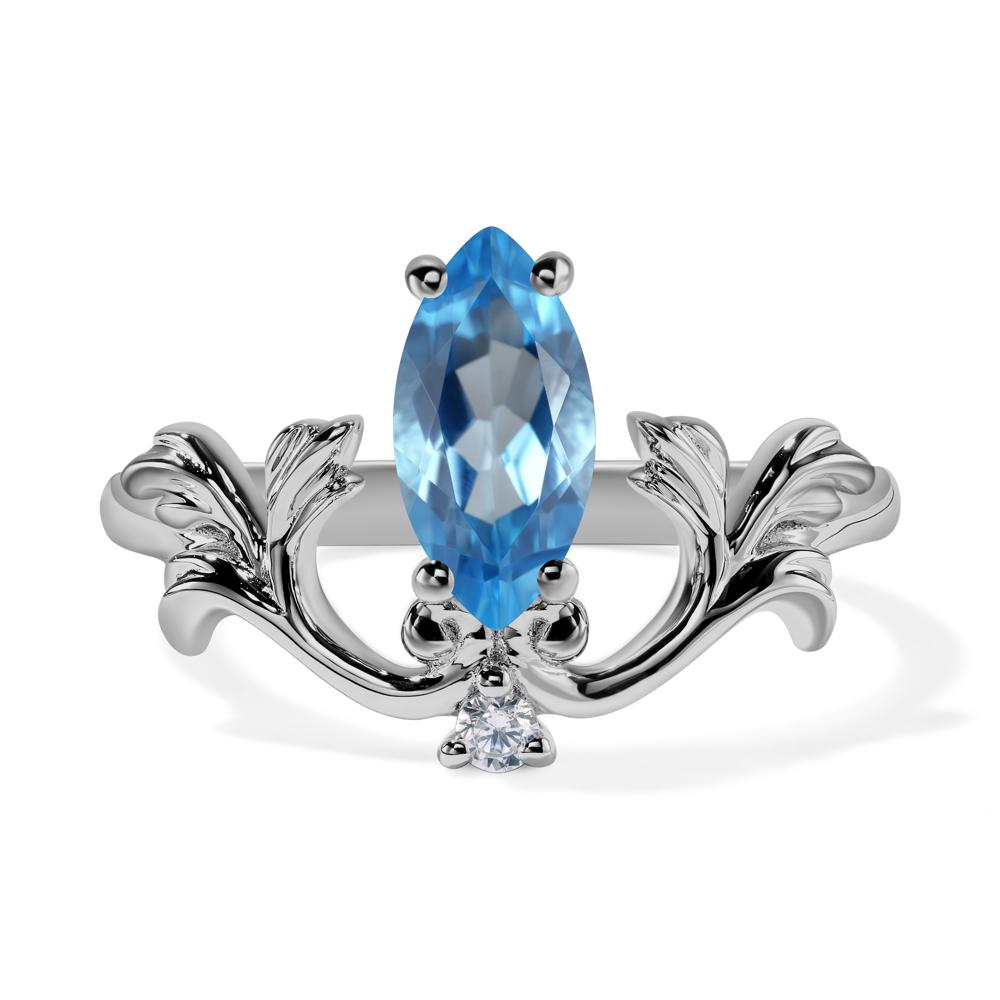 Baroque Marquise Cut Swiss Blue Topaz Ring - LUO Jewelry #metal_platinum