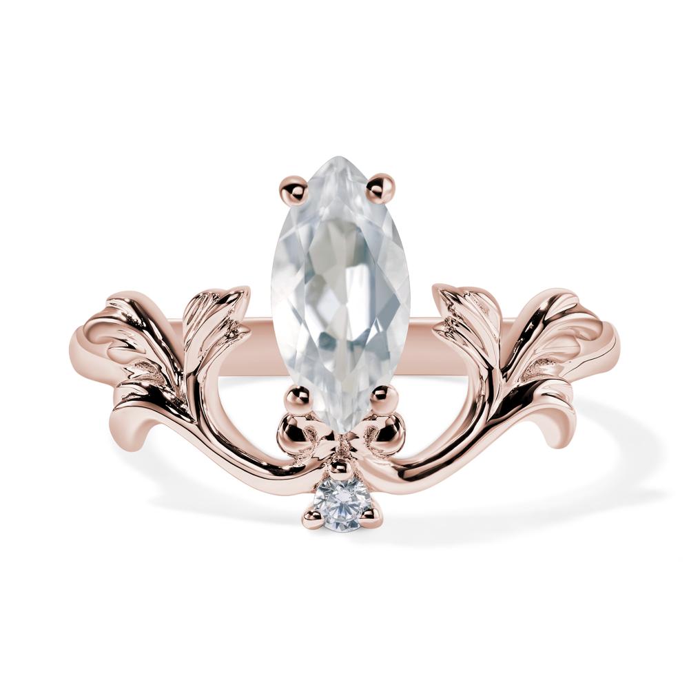 Baroque Marquise Cut White Topaz Ring - LUO Jewelry #metal_14k rose gold