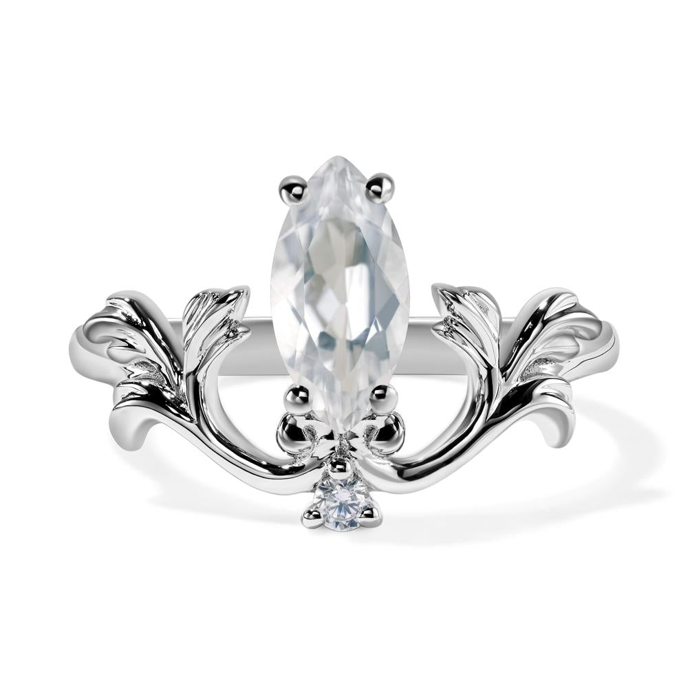 Baroque Marquise Cut White Topaz Ring - LUO Jewelry #metal_14k white gold