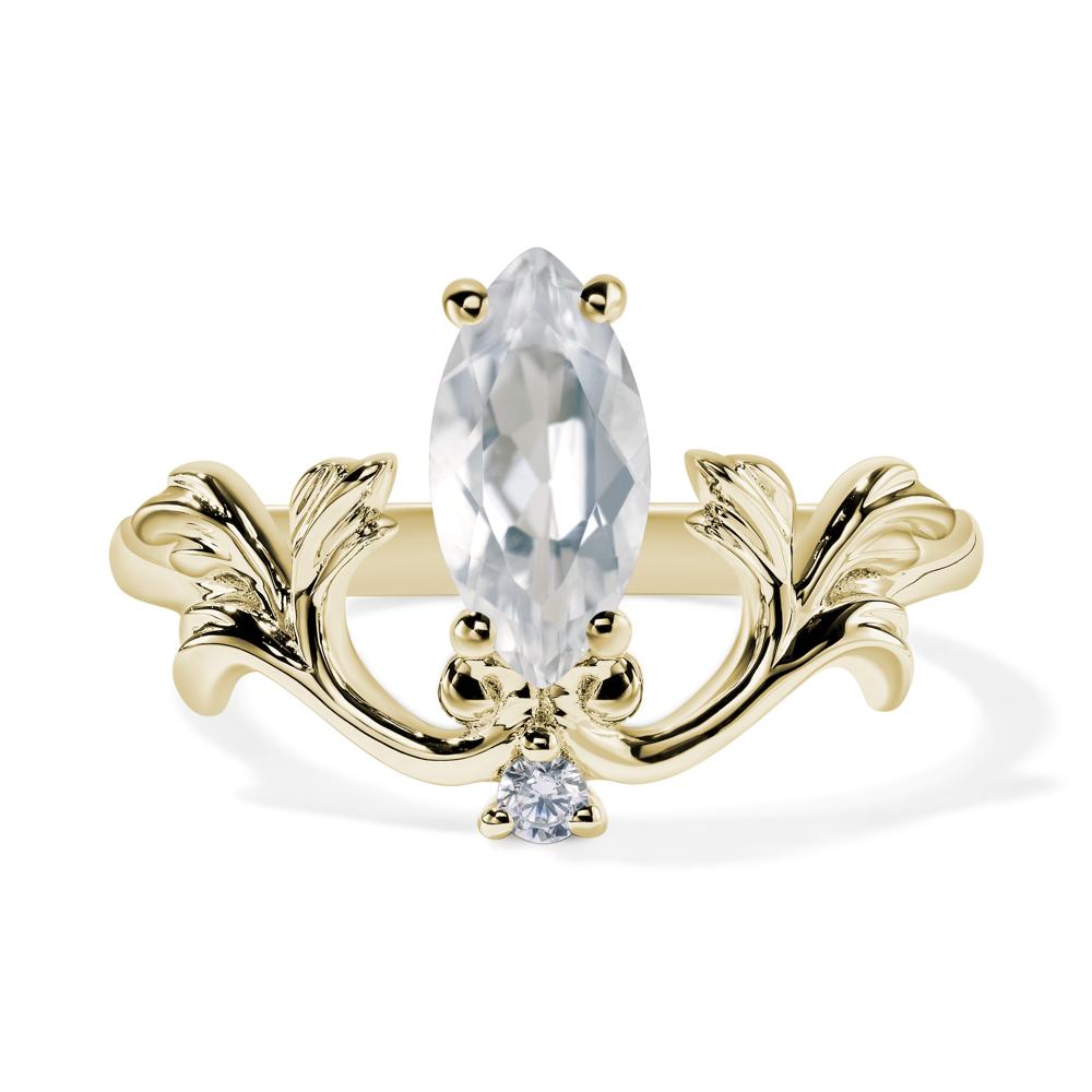 Baroque Marquise Cut White Topaz Ring - LUO Jewelry #metal_14k yellow gold
