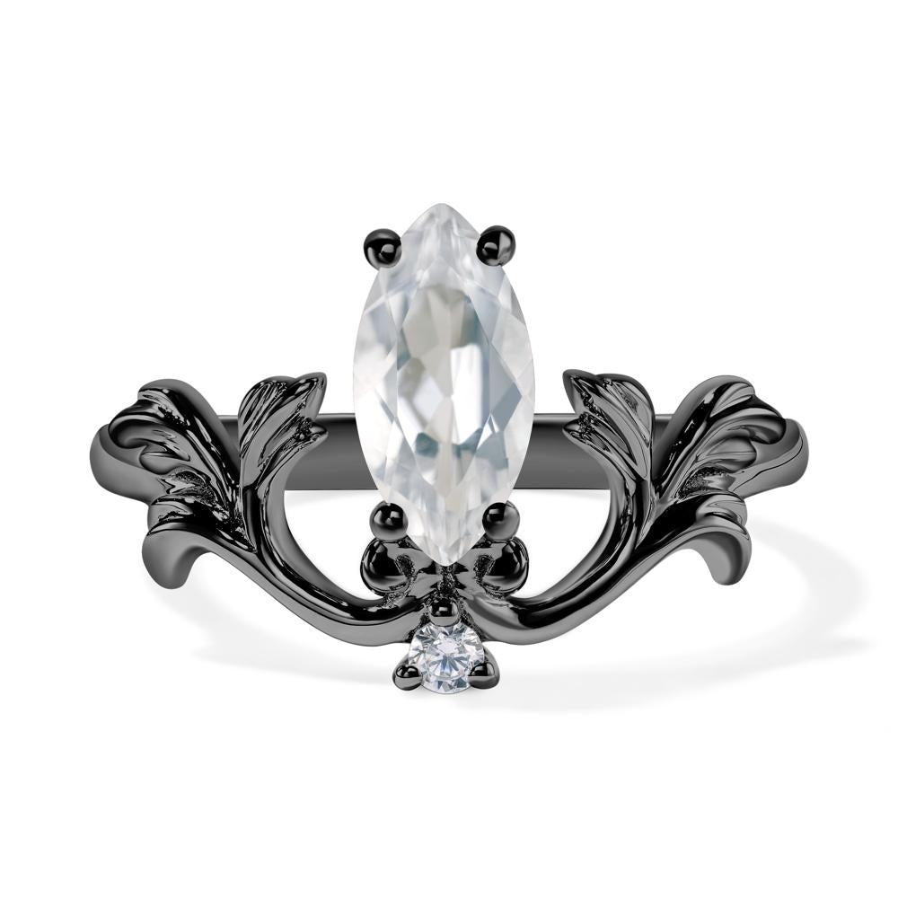 Baroque Marquise Cut White Topaz Ring - LUO Jewelry #metal_black finish sterling silver