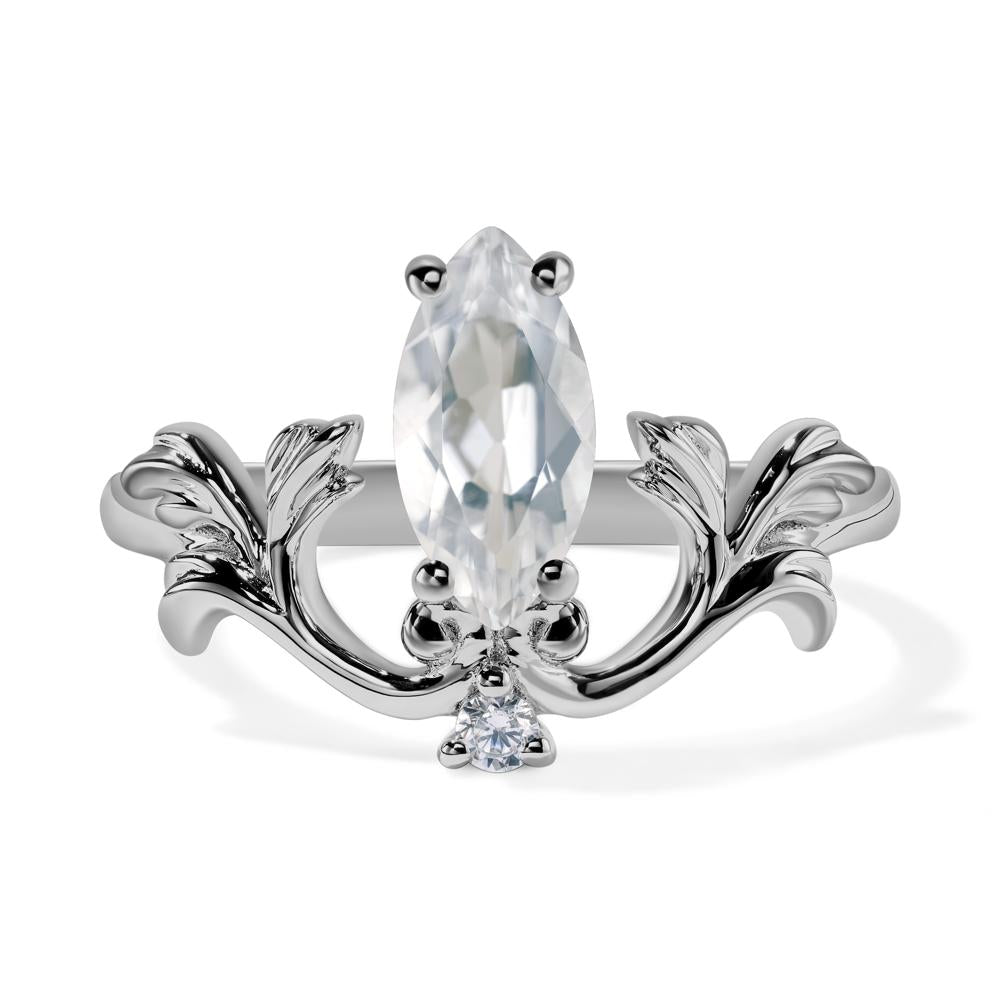 Baroque Marquise Cut White Topaz Ring - LUO Jewelry #metal_platinum