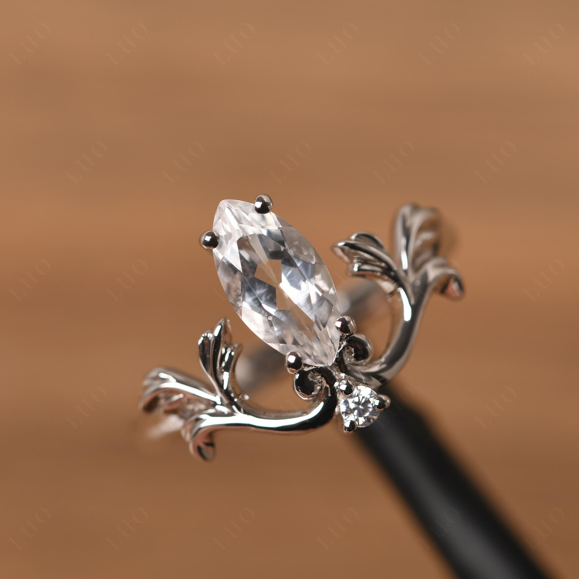 Baroque Marquise Cut White Topaz Ring - LUO Jewelry