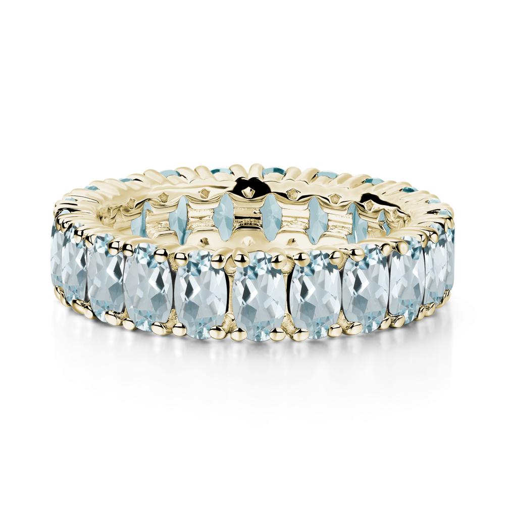 Aquamarine Wide Wedding Band Ring - LUO Jewelry #metal_14k yellow gold
