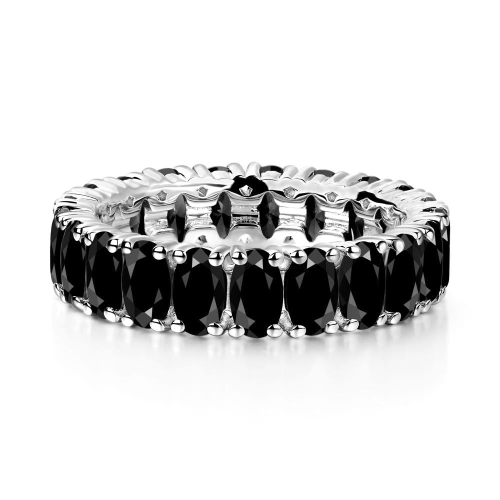 Black Spinel Wide Wedding Band Ring - LUO Jewelry #metal_sterling silver