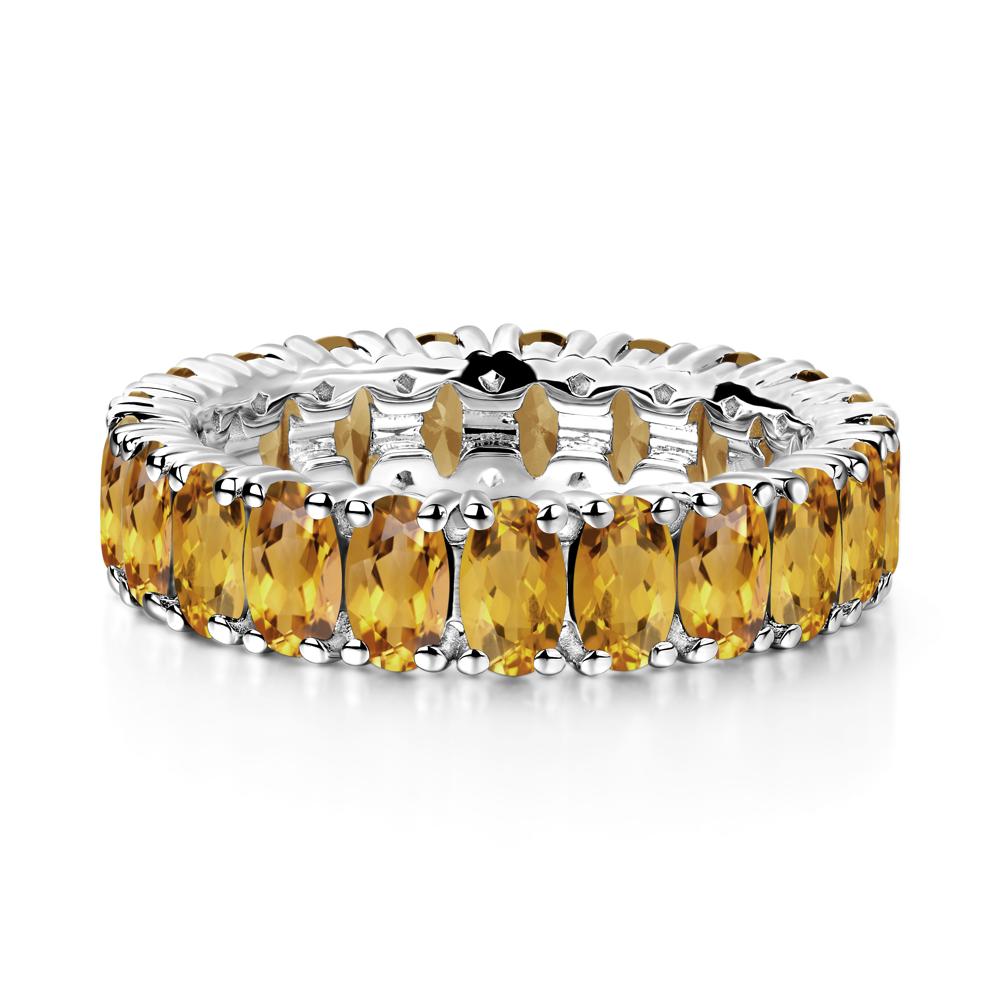 Citrine Wide Band Eternity Ring - LUO Jewelry #metal_14k white gold