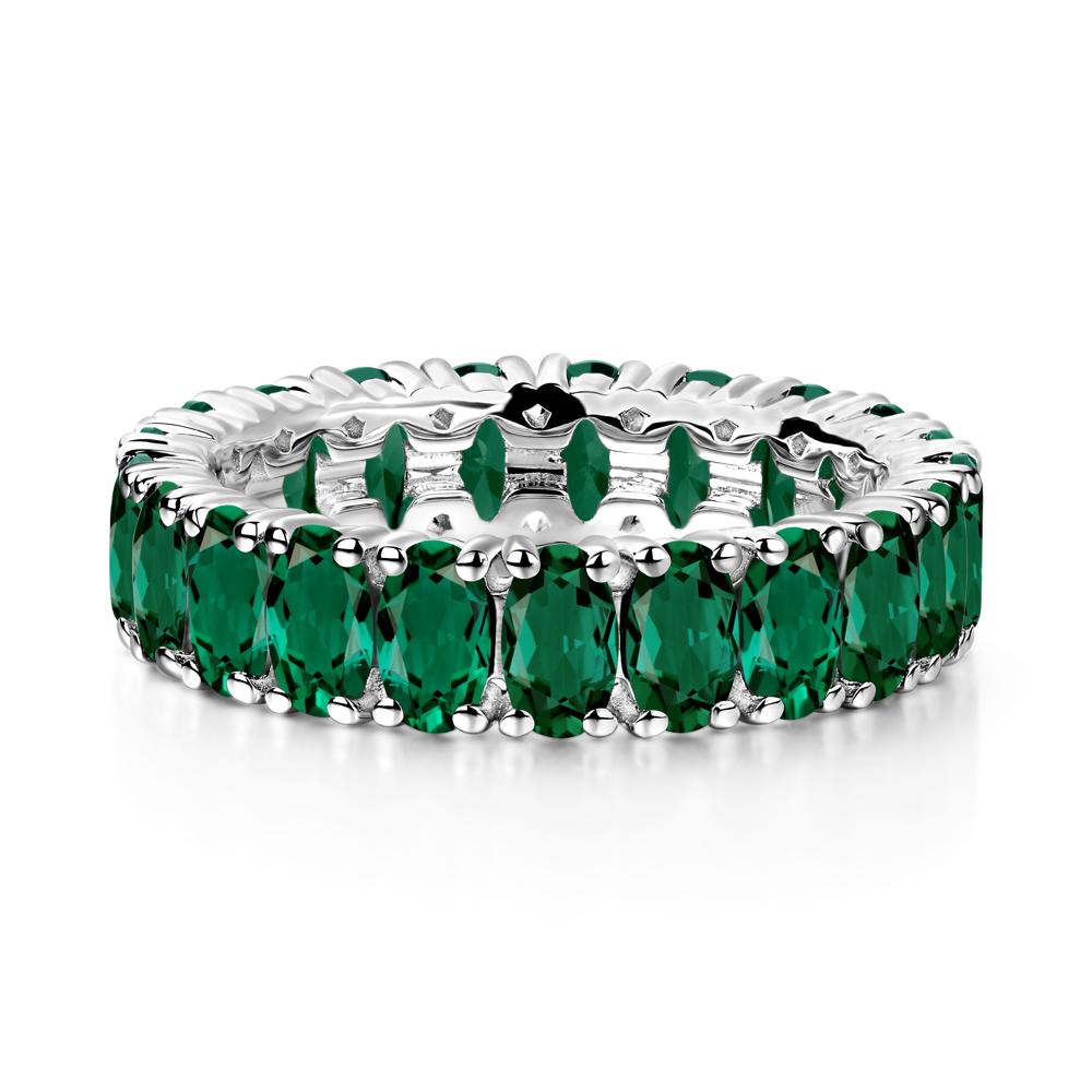 Emerald Wide Band Eternity Ring - LUO Jewelry #metal_sterling silver