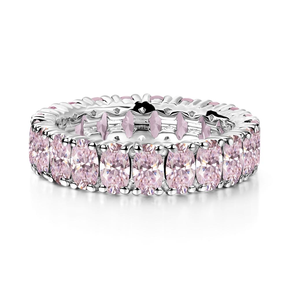 Oval Pink Cubic Zirconia Eternity Band Ring - LUO Jewelry #metal_14k white gold