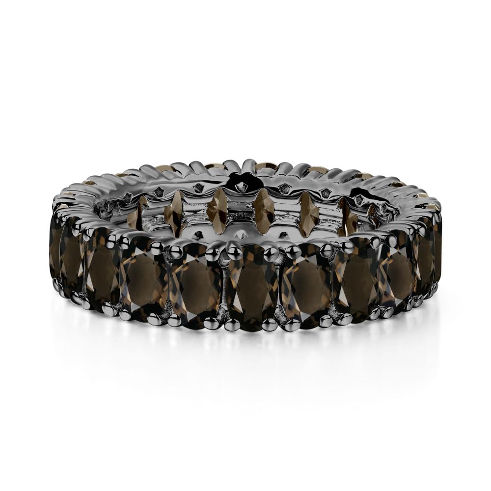 Smoky Quartz Wide Wedding Band Ring - LUO Jewelry #metal_black finish sterling silver