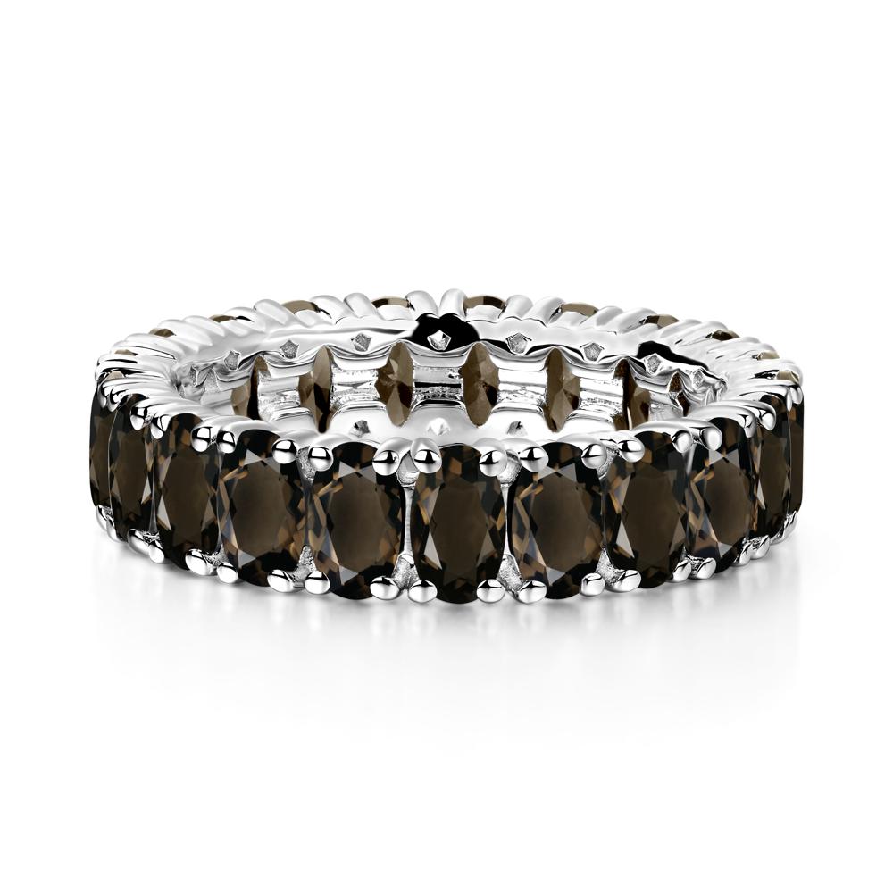 Smoky Quartz Wide Wedding Band Ring - LUO Jewelry #metal_sterling silver