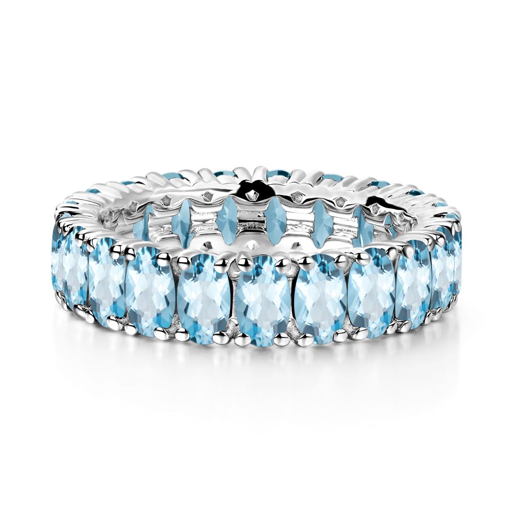 Oval Swiss Blue Topaz Eternity Band Ring - LUO Jewelry #metal_14k white gold