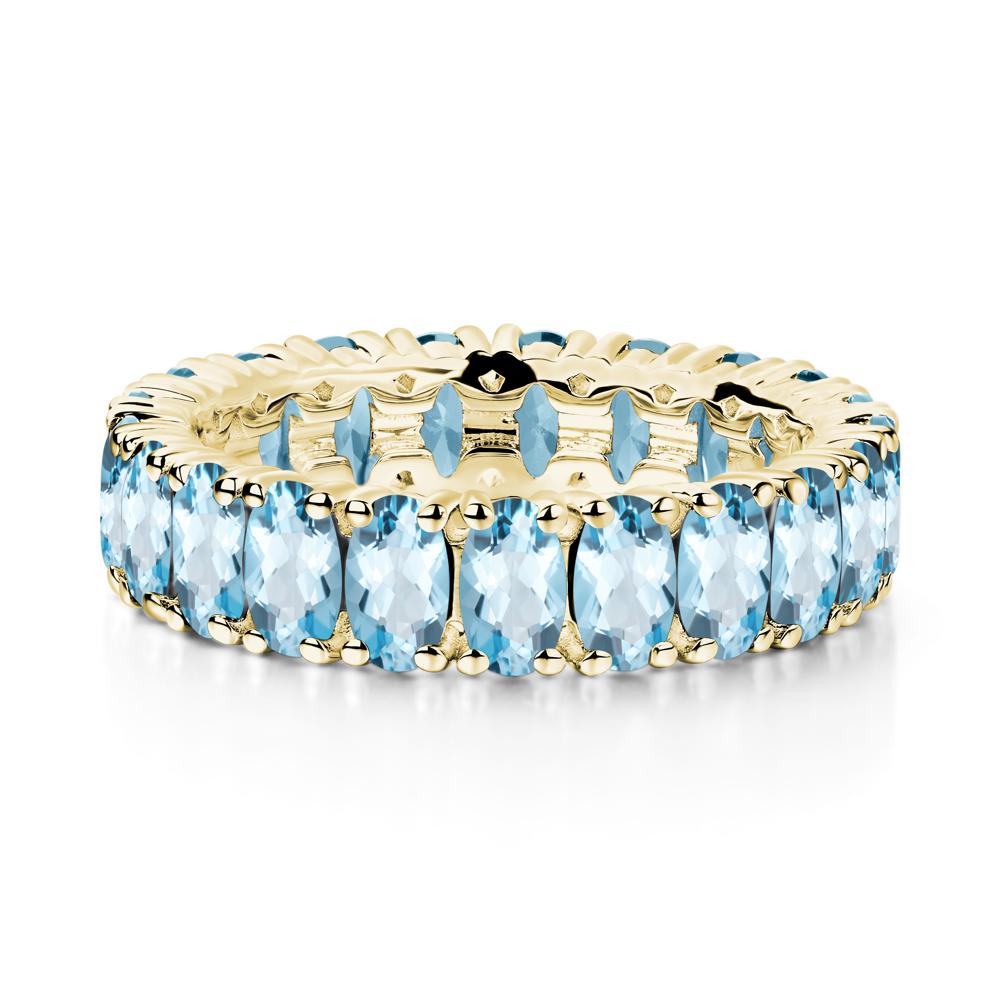 Oval Swiss Blue Topaz Eternity Band Ring - LUO Jewelry #metal_18k yellow gold