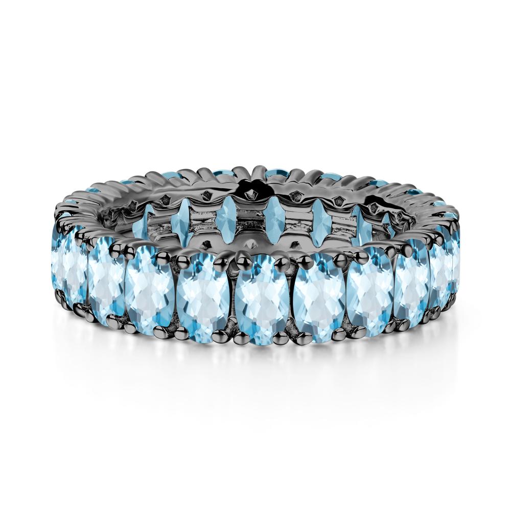 Oval Swiss Blue Topaz Eternity Band Ring - LUO Jewelry #metal_black finish sterling silver