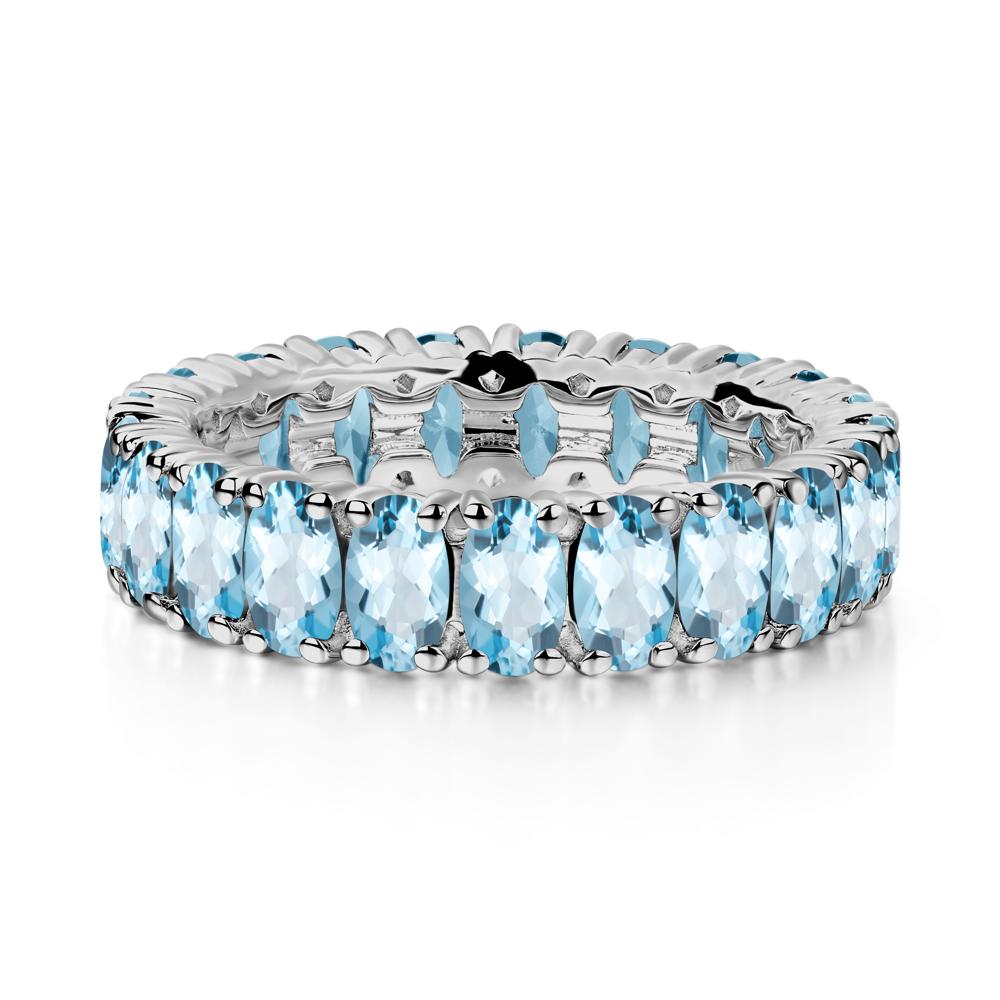 Oval Swiss Blue Topaz Eternity Band Ring - LUO Jewelry #metal_platinum