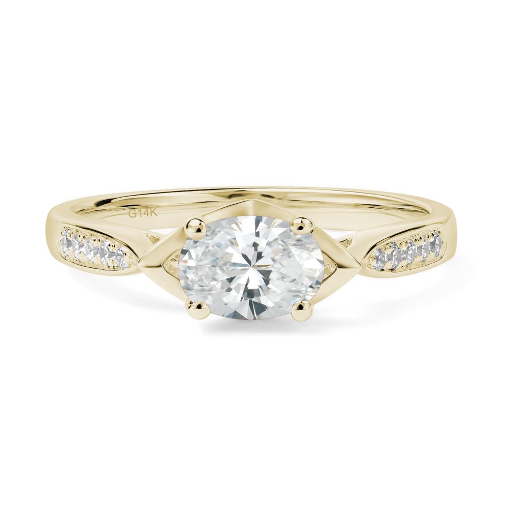 Petite Oval Horizontal Diamond Ring - LUO Jewelry #metal_14k yellow gold