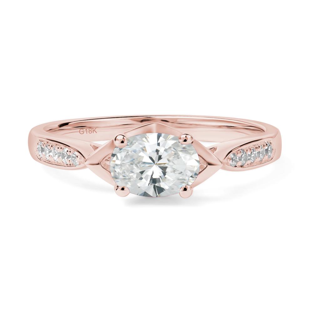Petite Oval Horizontal Diamond Ring - LUO Jewelry #metal_18k rose gold