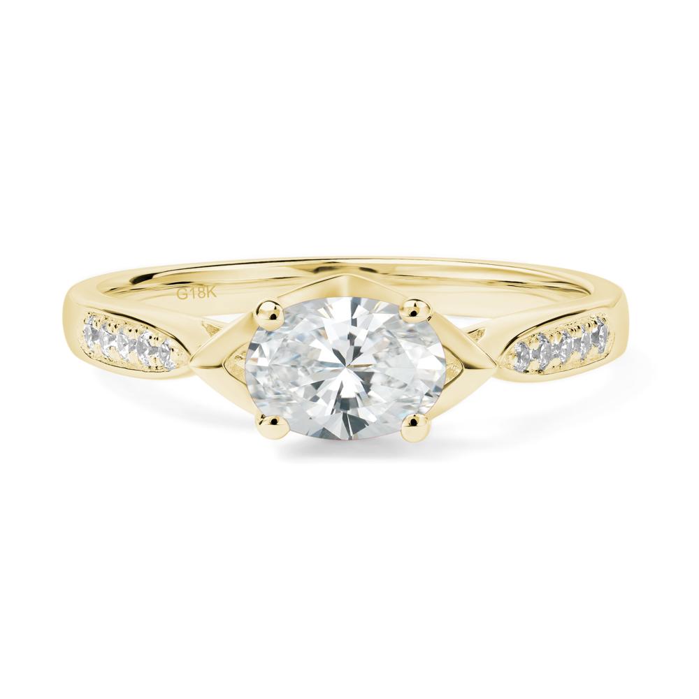 Petite Oval Horizontal Diamond Ring - LUO Jewelry #metal_18k yellow gold