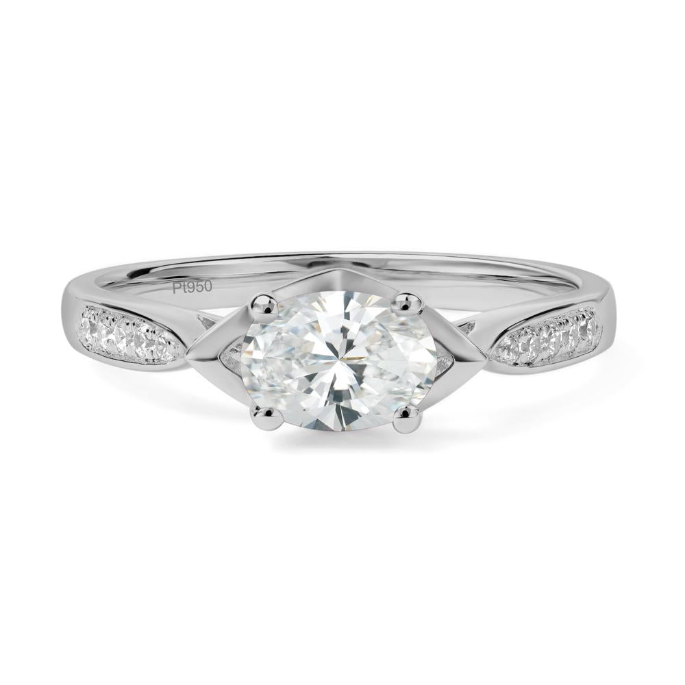 Petite Oval Horizontal Diamond Ring - LUO Jewelry #metal_platinum