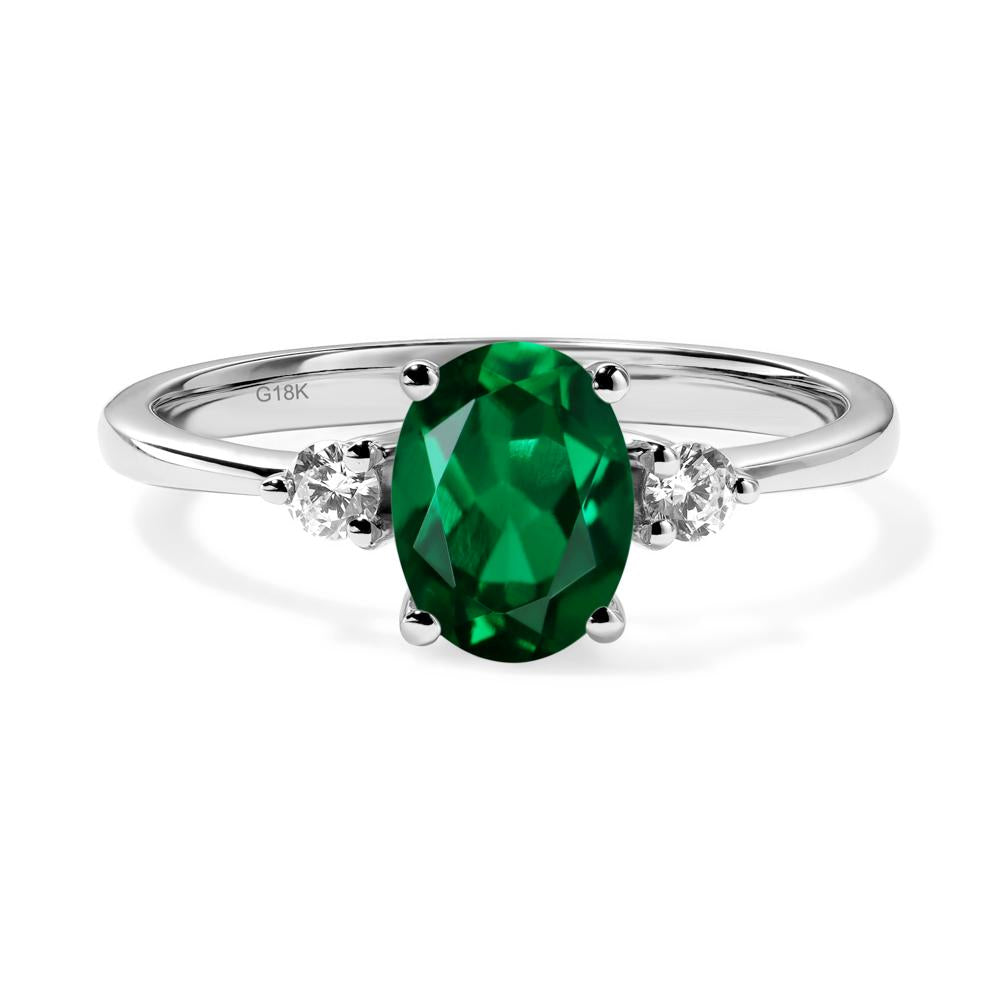 Trilogy Oval Emerald Ring - LUO Jewelry #metal_18k white gold