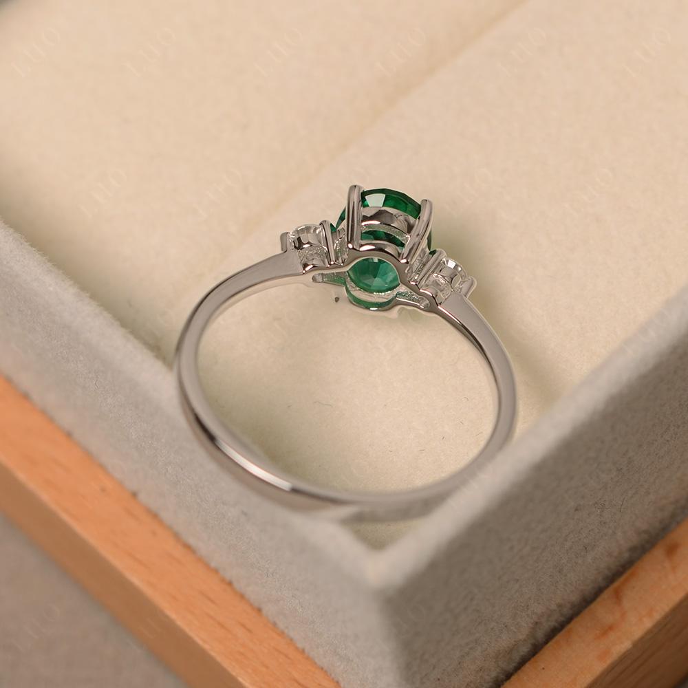 Trilogy Oval Emerald Ring - LUO Jewelry 
