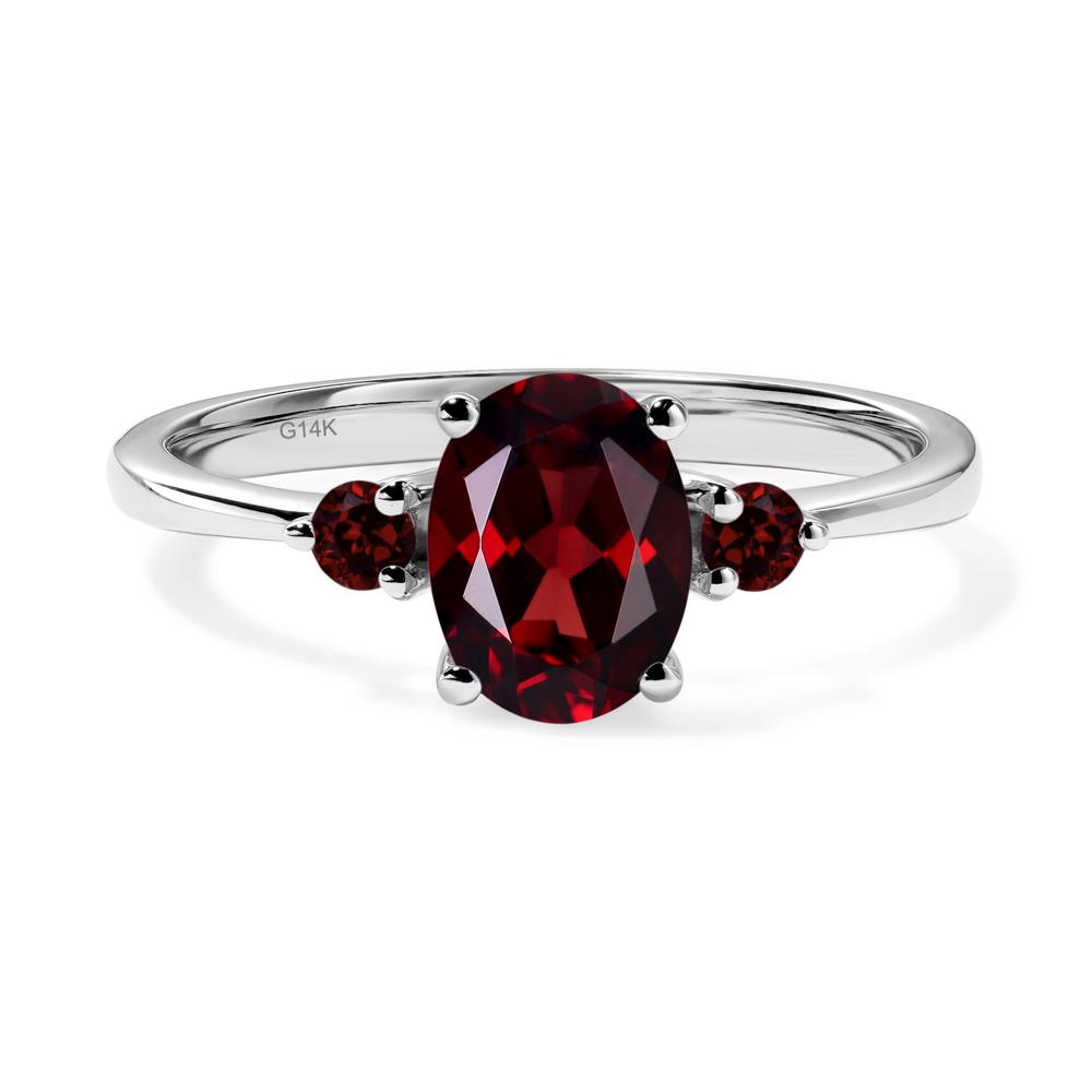 Trilogy Oval Garnet Ring - LUO Jewelry #metal_14k white gold
