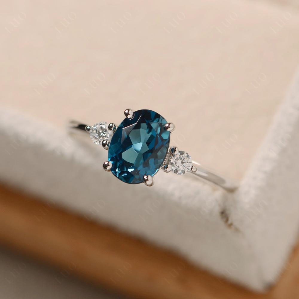 Trilogy Oval London Blue Topaz Ring - LUO Jewelry 
