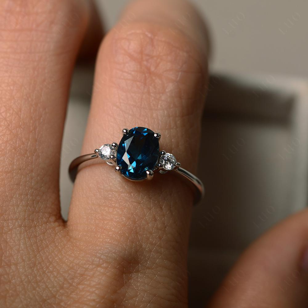 Trilogy Oval London Blue Topaz Ring - LUO Jewelry 