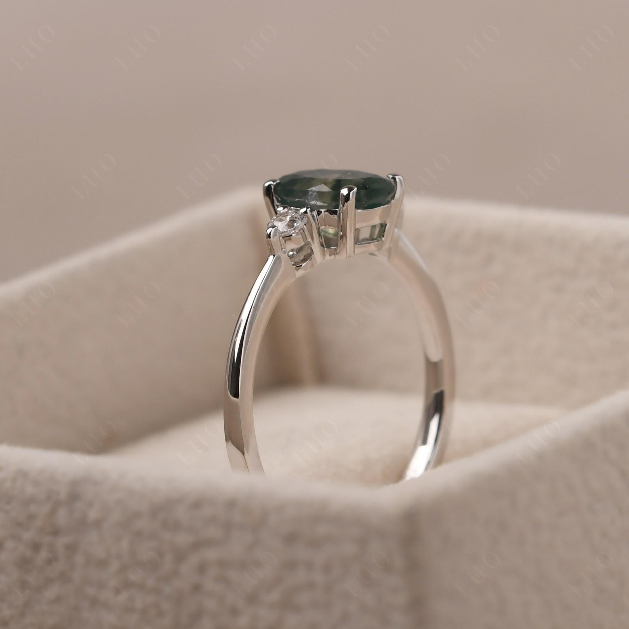 Trilogy Oval Moss Agate Ring - LUO Jewelry 