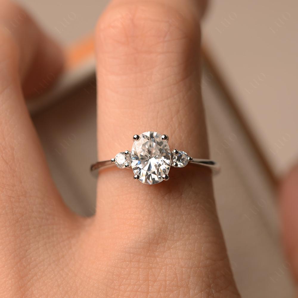 Trilogy Oval Moissanite Ring - LUO Jewelry 