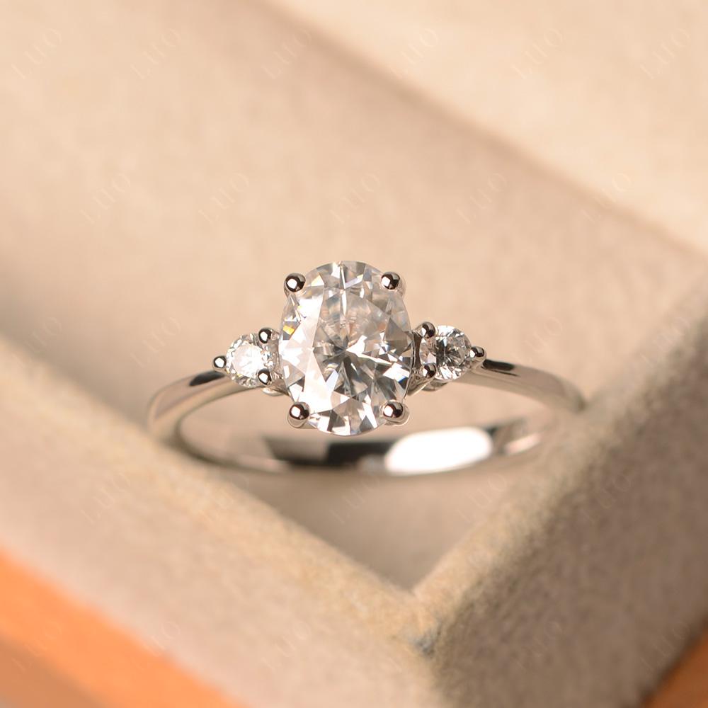 Trilogy Oval Moissanite Ring - LUO Jewelry 