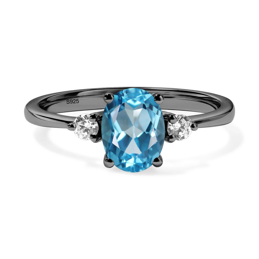 Trilogy Oval Swiss Blue Topaz Ring | LUO Jewelry #metal_black finish sterling silver