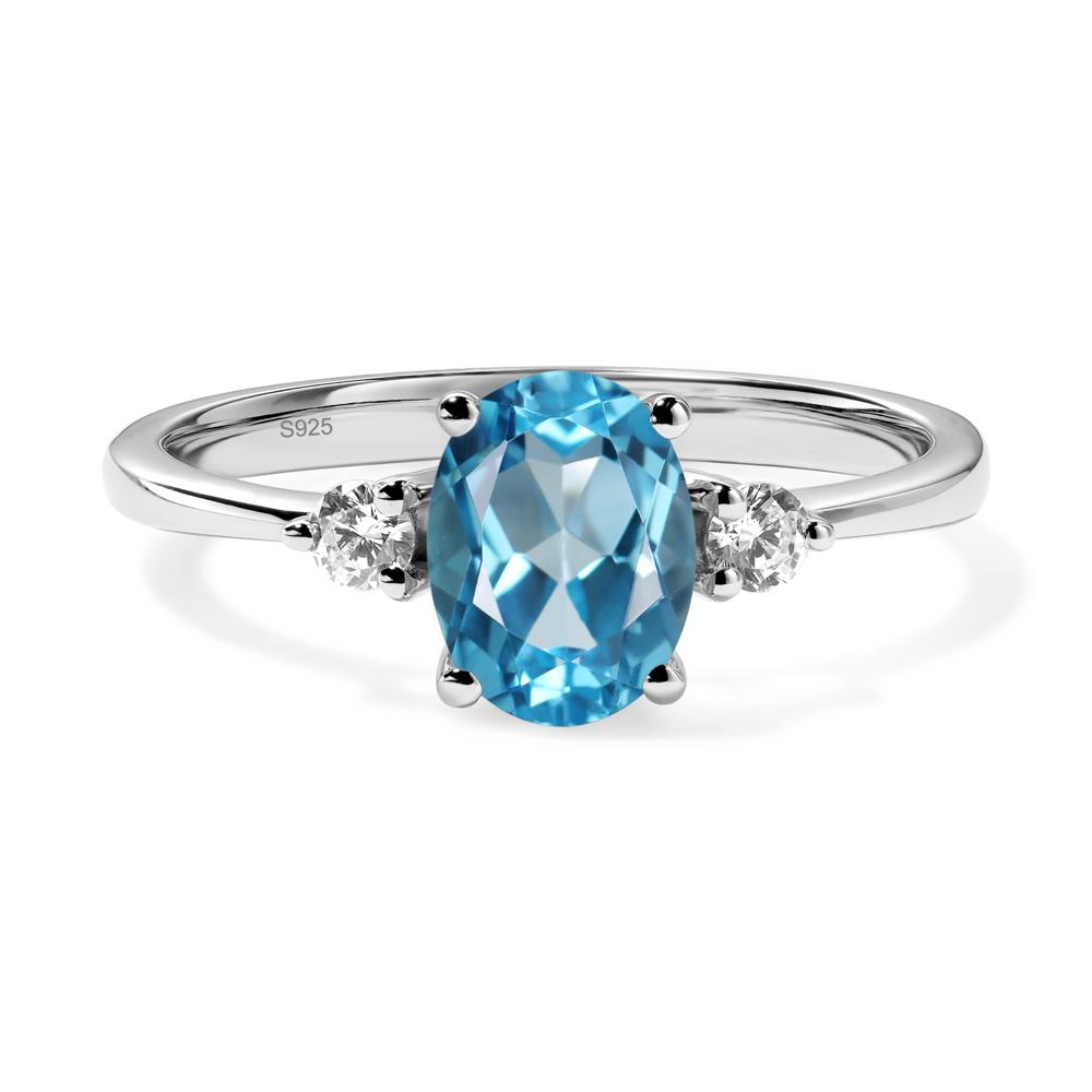 Trilogy Oval Swiss Blue Topaz Ring | LUO Jewelry #metal_sterling silver