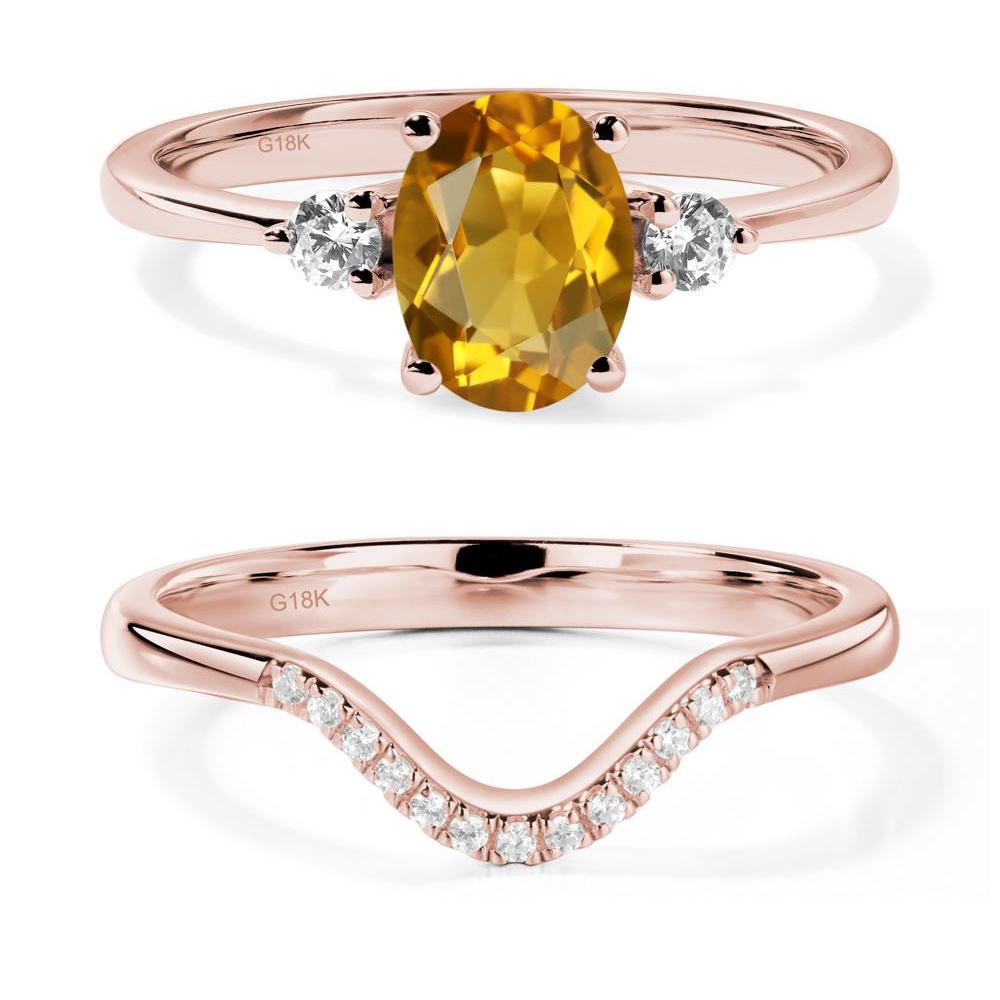 Trilogy Oval Citrine Ring - LUO Jewelry #metal_18k rose gold