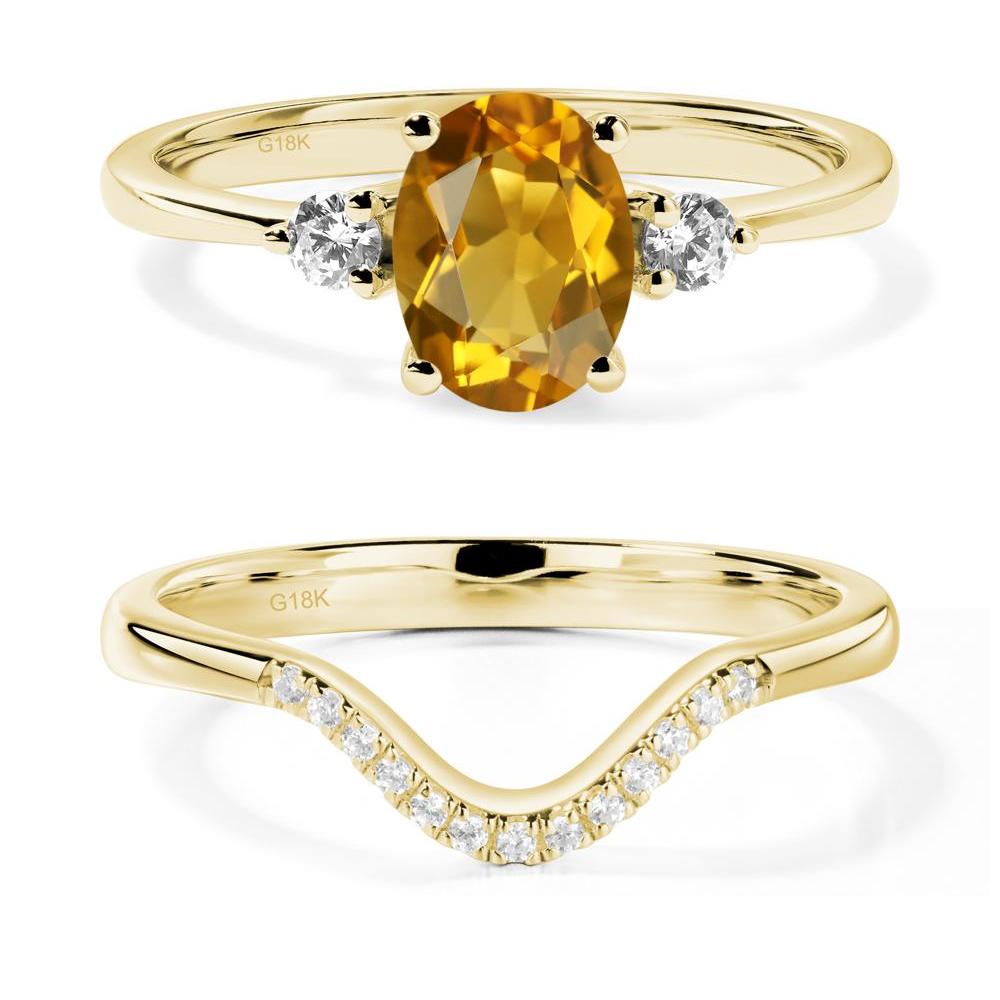 Trilogy Oval Citrine Ring - LUO Jewelry #metal_18k yellow gold