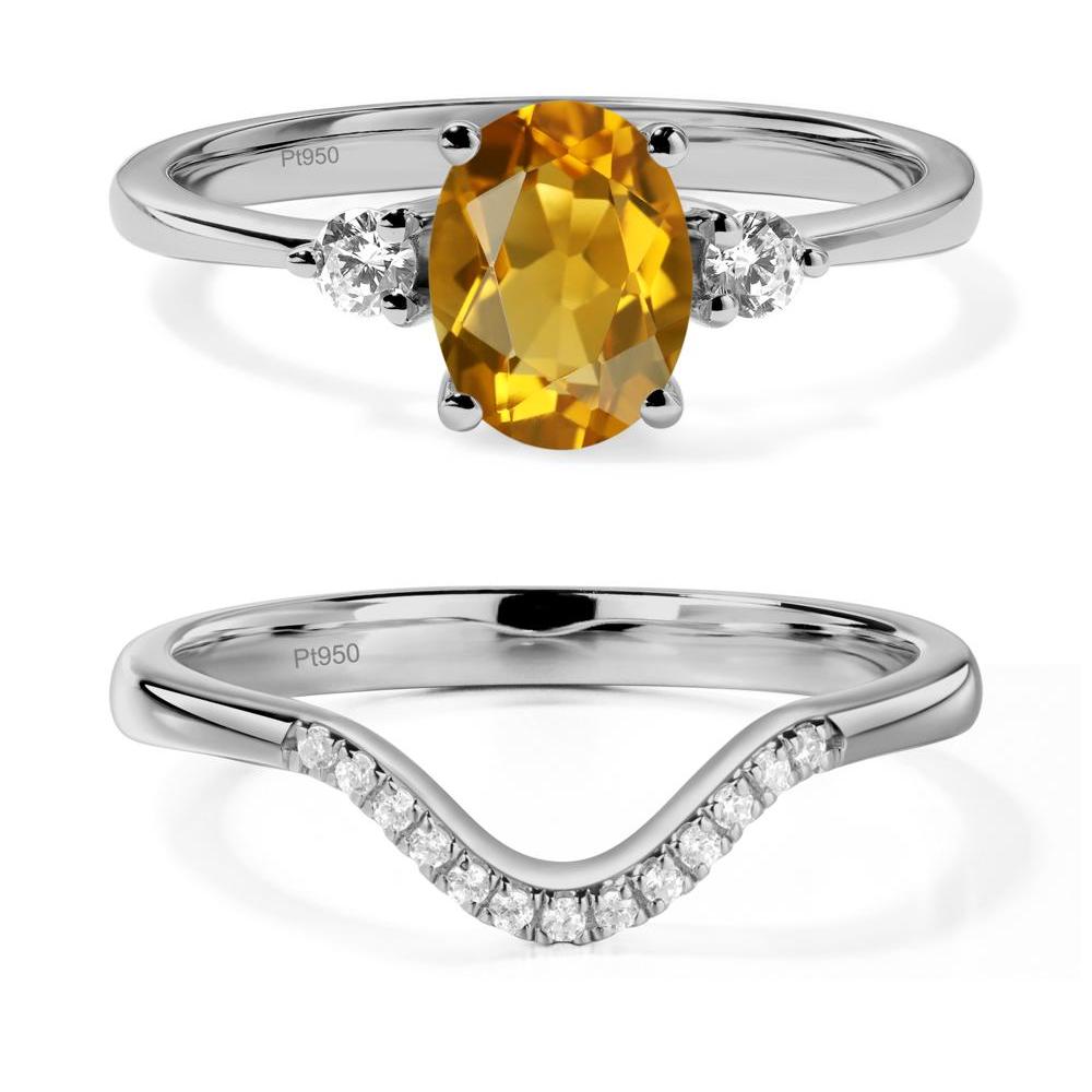Trilogy Oval Citrine Ring - LUO Jewelry #metal_platinum