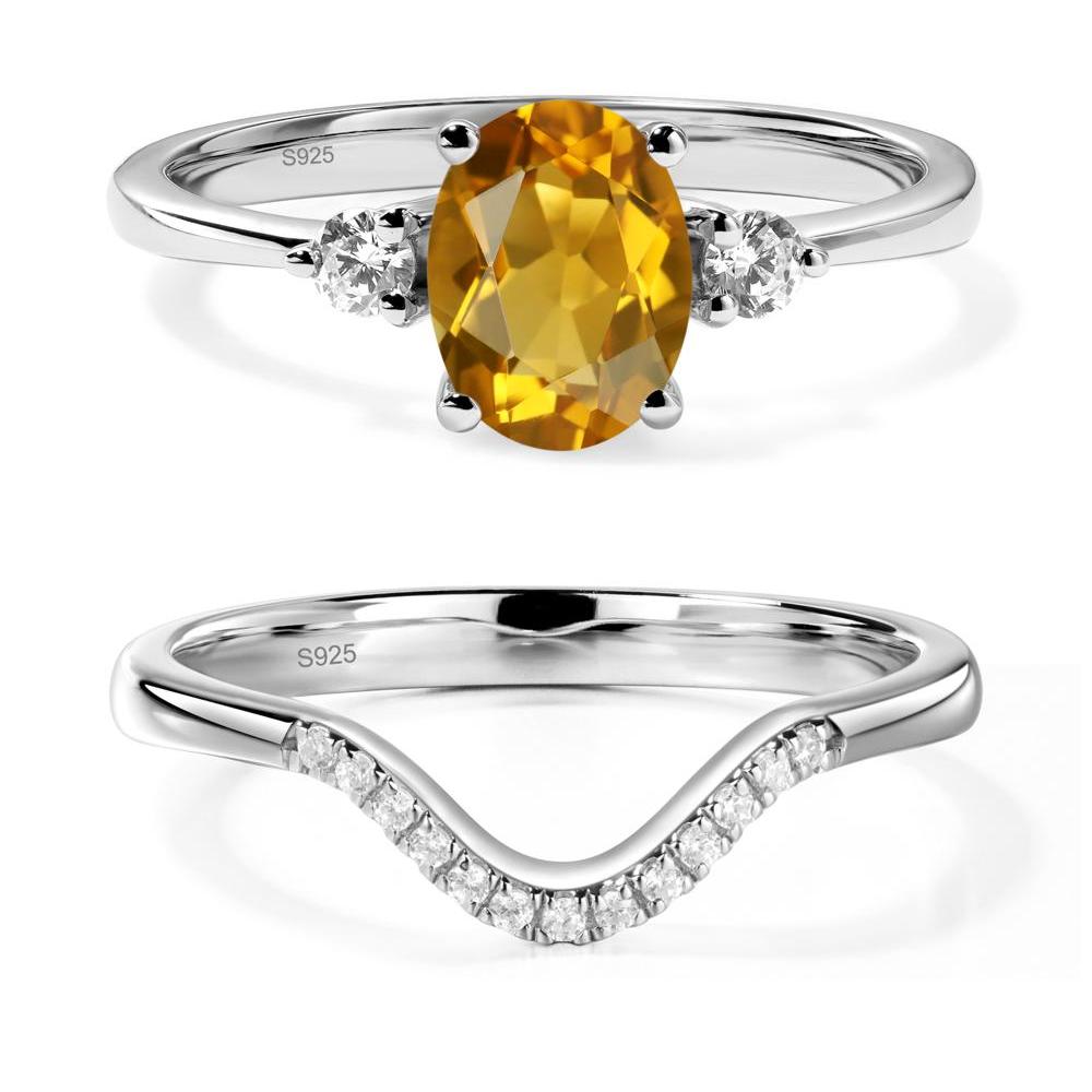 Trilogy Oval Citrine Ring - LUO Jewelry #metal_sterling silver