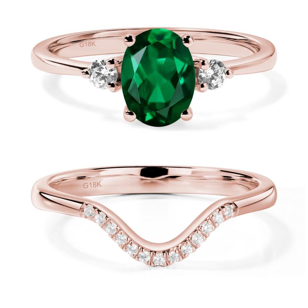 Trilogy Oval Emerald Ring - LUO Jewelry #metal_18k rose gold