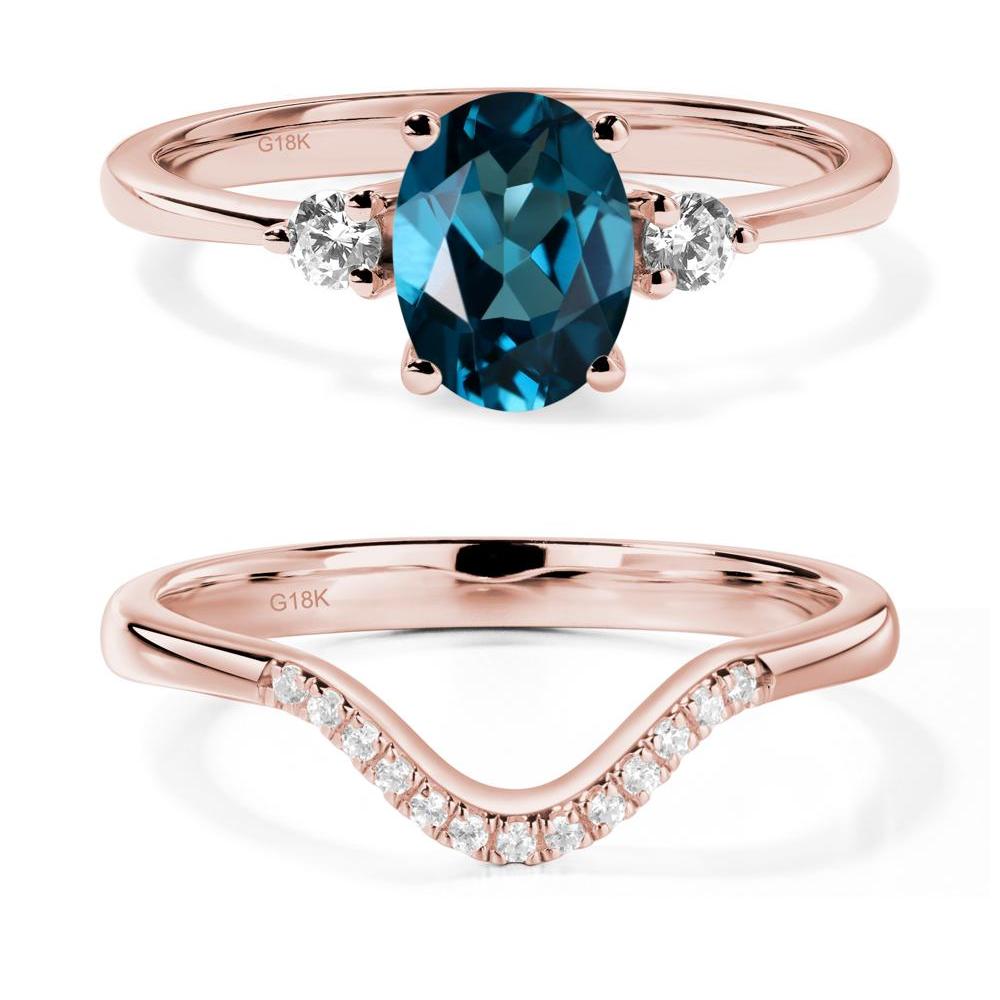 Trilogy Oval London Blue Topaz Ring - LUO Jewelry #metal_18k rose gold