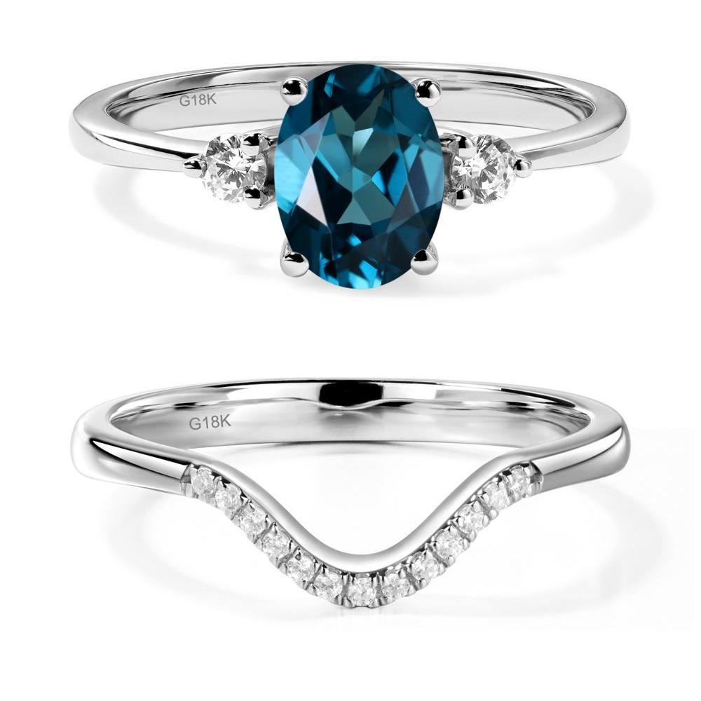 Trilogy Oval London Blue Topaz Ring - LUO Jewelry #metal_18k white gold
