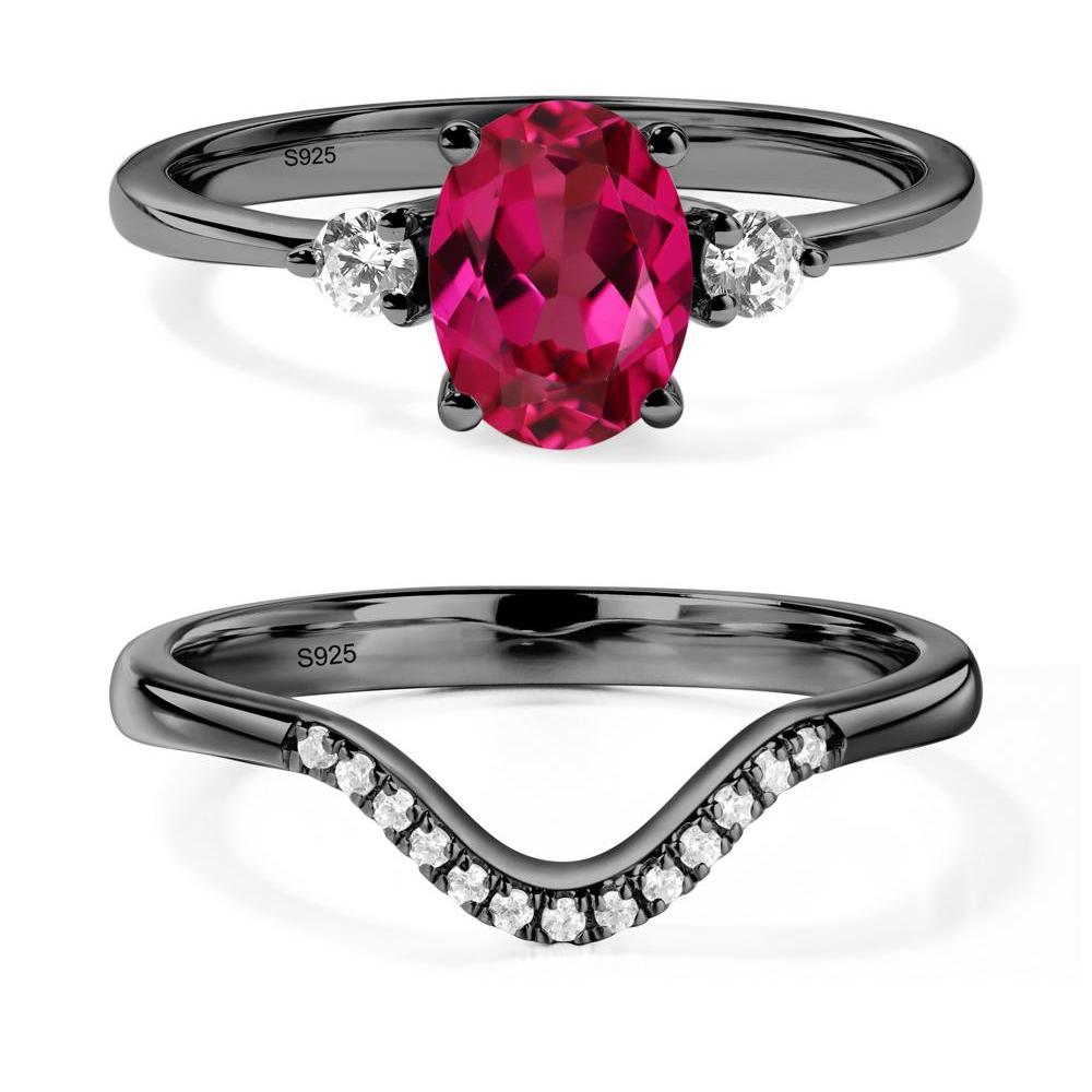 Trilogy Oval Ruby Ring - LUO Jewelry #metal_black finish sterling silver