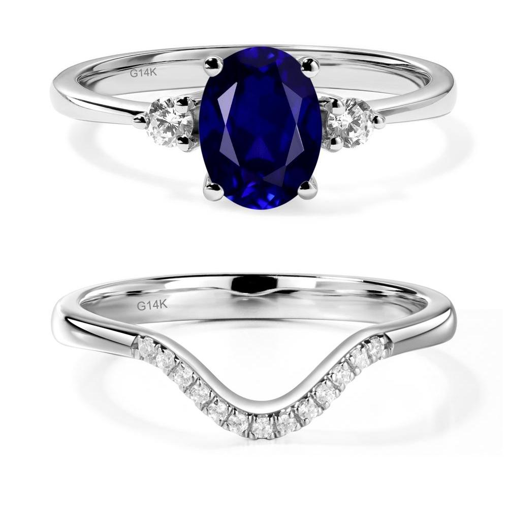 Trilogy Oval Sapphire Ring - LUO Jewelry #metal_14k white gold