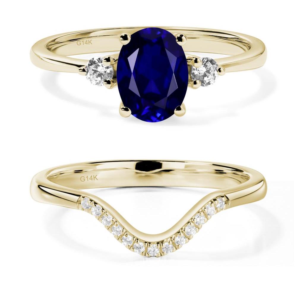 Trilogy Oval Sapphire Ring - LUO Jewelry #metal_14k yellow gold