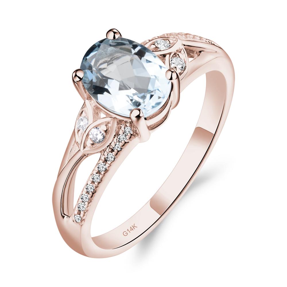Oval Cut Aquamarine Ring - LUO Jewelry #metal_14k rose gold