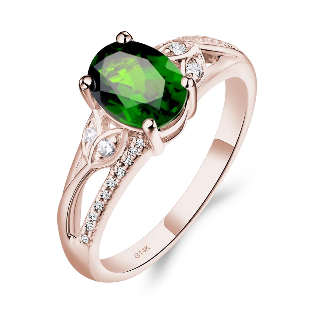 Oval Cut Diopside Ring - LUO Jewelry #metal_14k rose gold