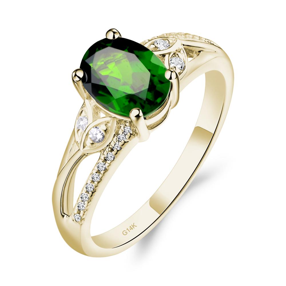 Oval Cut Diopside Ring - LUO Jewelry #metal_14k yellow gold